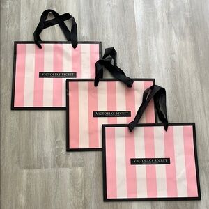 Victoria's Secret Pink and White Striped Bags Set of 3